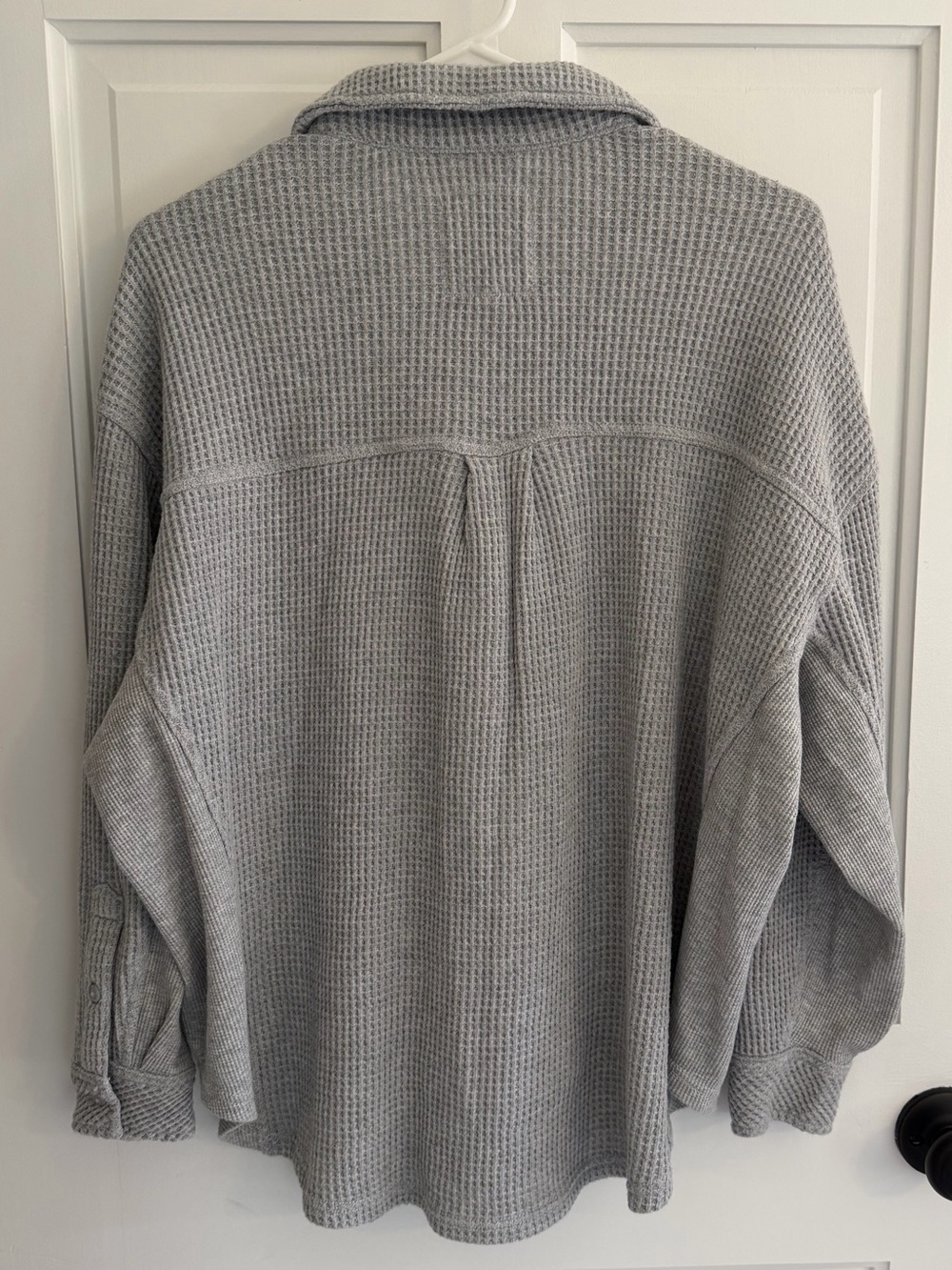 Aerie Gray Waffle Knit Button Front Shacket Overshirt XS - Picture 5 of 5